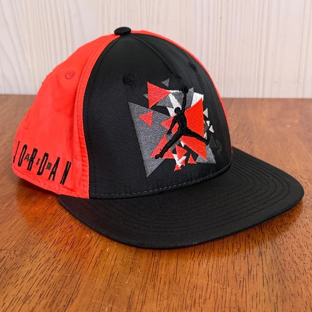 Jordan Youth Snapback Hat Black Infrared Jumpman Geometric Flat Brim Cap 2014